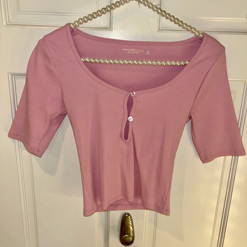 Abercrombie & Fitch Pink Ribbed Blouse